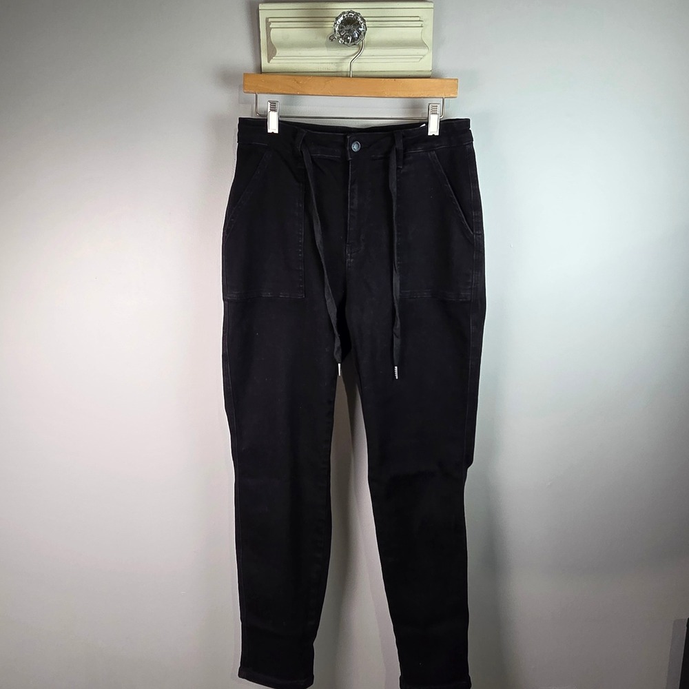 Judy Blue Jogger Pants Women 11/30 Black Excellent High Rise Drawstring JB88700
